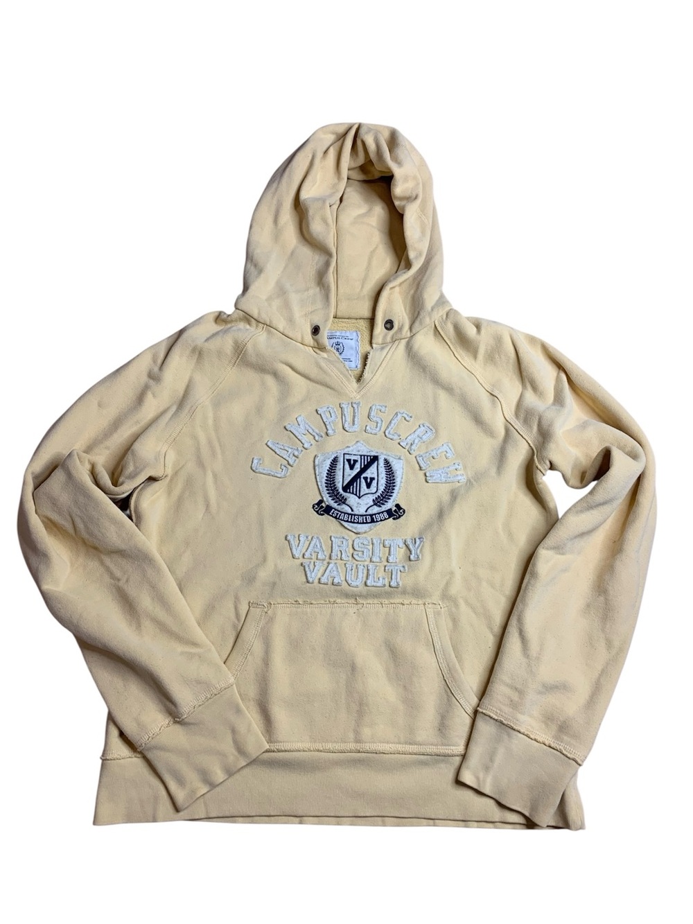 Vintage Campus Crew Varsity Vault Yellow Hoodie Size Large (L/G)